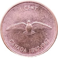 Канада 1 цент 1967 100 лет Конфедерации Канада