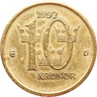 Швеция 10 крон 1992
