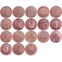 Набор монет 1 евроцент (9 монет)