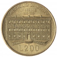Италия 200 лир 1990