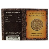 Австралия 1 доллар 2008 100 лет первому гербу
