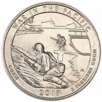 США 25 центов 2019 Национальный парк Монумент воинской доблести в Тихом океане