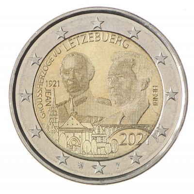 Монета Люксембург 2 евро 2021 100 лет со дня рождения великого герцога Жана/голограмма