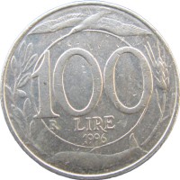 Монета Италия 100 лир 1996