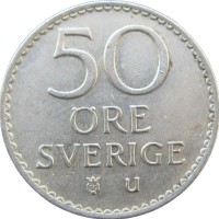 Монета Швеция 50 эре 1962