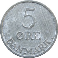 Монета Дания 5 эре 1956