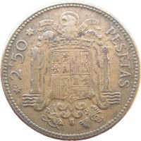Монета Испания 2,5 песеты 1953