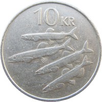 Монета Исландия 10 крон 1984