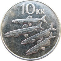 Монета Исландия 10 крон 2008