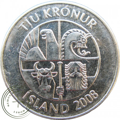 Исландия 10 крон 2008