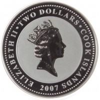 Монета Острова Кука 2 доллара 2007 Калашников УЦЕНКА