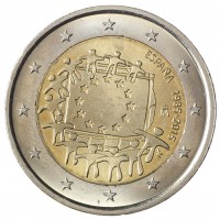 Монета Испания 2 евро 2015 30 лет Флагу Европы