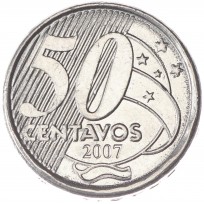 Монета Бразилия 50 сентаво 2007