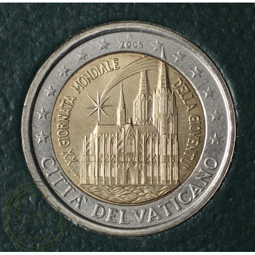 Ватикан 2 евро 2005 XX День молодежи в Кельне (буклет) — 36517619