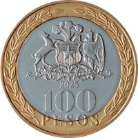Чили 100 песо 2025 100 лет Центральному банку Чили 