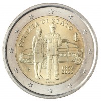 Монета Италия 2 евро 2022 Полиция