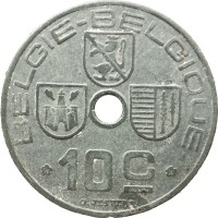 Монета Бельгия 10 сентим 1942