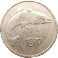 Монета Ирландия 10 пенсов 1980