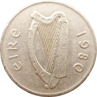Монета Ирландия 10 пенсов 1980
