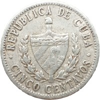 Монета Куба 5 сентаво 1963