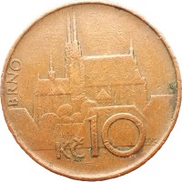 Монета Чехия 10 крон 1993