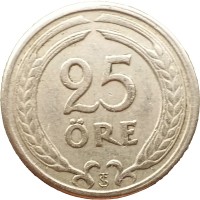 Монета Швеция 25 эре 1947