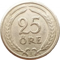 Монета Швеция 25 эре 1947