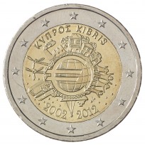 Монета Кипр 2 евро 2012 10 лет наличному обращению евро