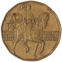Монета Чехия 20 крон 1993
