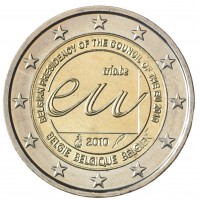 Монета Бельгия 2 евро 2010 Председательство Бельгии в ЕС