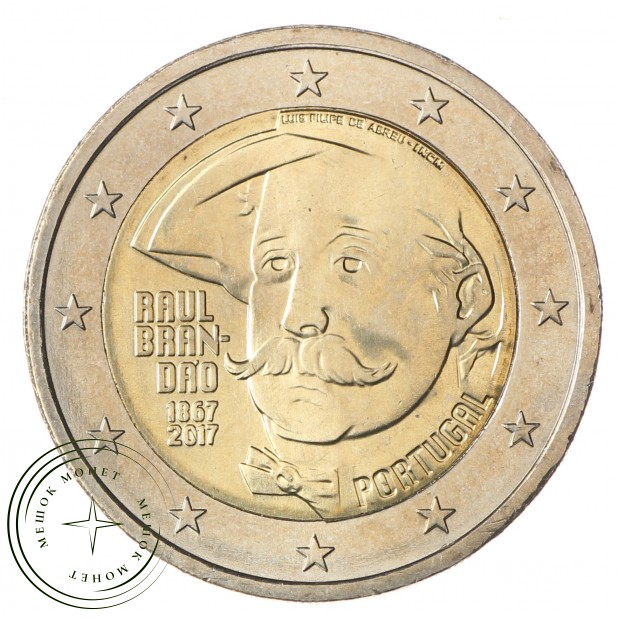 Португалия 2 евро 2017 150 лет со дня рождения писателя Раула Брандана