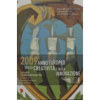 Монета Сан-Марино 2 евро 2009 Год инноваций (буклет)