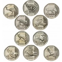 Набор монет Перу Фауна Перу 1 соль (10 монет)