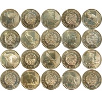 Набор монет Перу Фауна Перу 1 соль (10 монет)