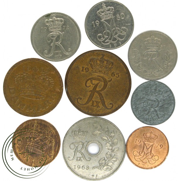 Набор монет Дании (9 монет)