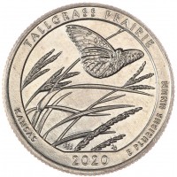 Монета США 25 центов 2020 Таллграсс Прери
