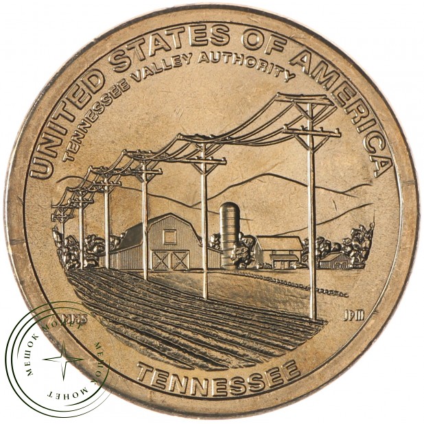 США 1 доллар 2022 «Линии электропередач» — Теннесси