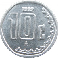 Монета Мексика 10 сентаво 1992