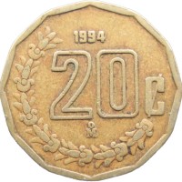 Монета Мексика 20 сентаво 1994
