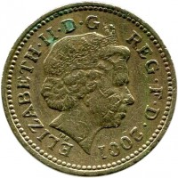 Монета Великобритания 1 фунт 2001