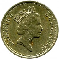 Монета Великобритания 1 фунт 1989