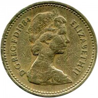 Монета Великобритания 1 фунт 1984