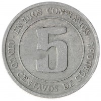 Монета Никарагуа 5 сентаво 1974