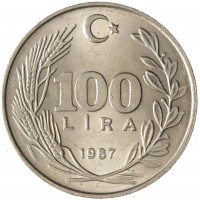 Монета Турция 100 лир 1987