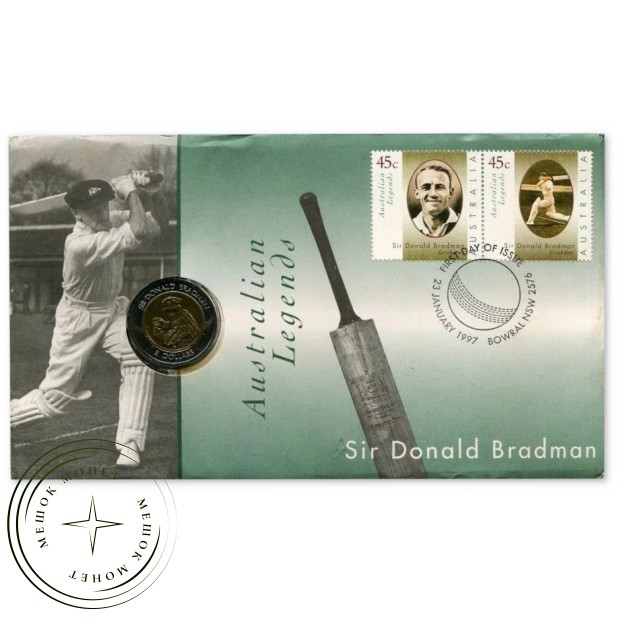Австралия 5 долларов 1997 сэр Дональд Брэдмен — 937046496