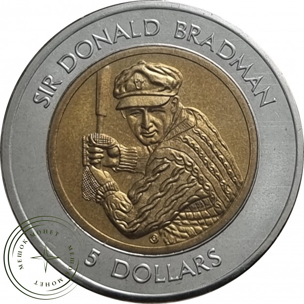 Австралия 5 долларов 1997 сэр Дональд Брэдмен — 937046496