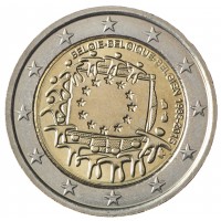 Монета Бельгия 2 евро 2015 30 лет Флагу Европы