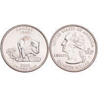 Монета США 25 центов 2005 Канзас