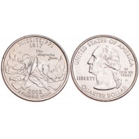 Монета США 25 центов 2002 Миссисипи