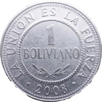 Монета Боливия 1 боливано 2008